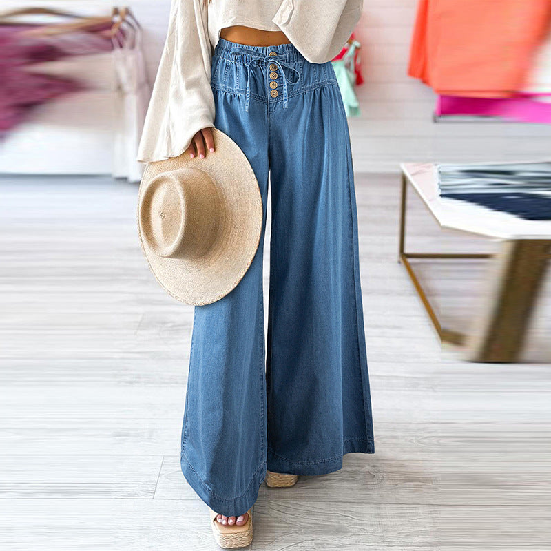 Wide-Leg Denim Pants