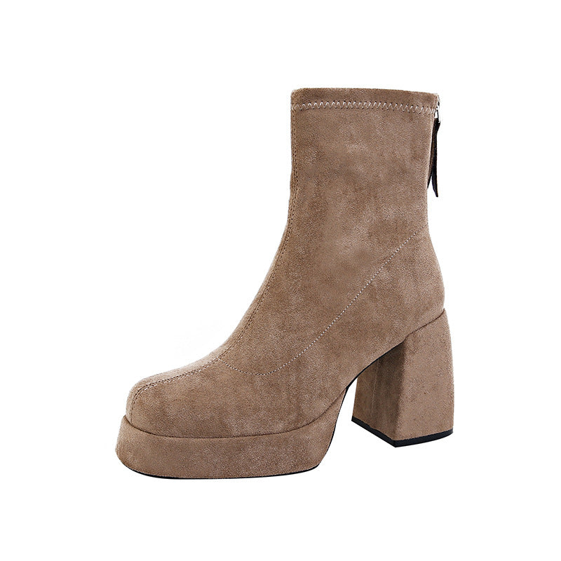 Women's Fashion Back Zipper Ankle Boots