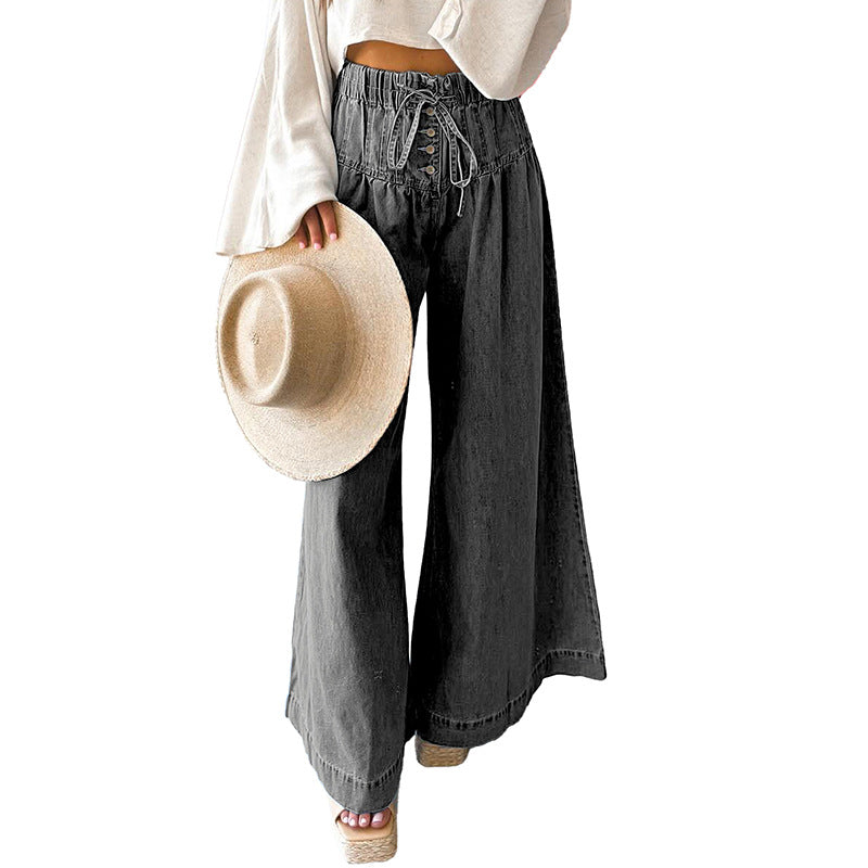 Wide-Leg Denim Pants