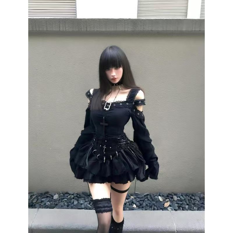Gothic-Style Black Mini Dress | AylureEssentials Gothic-Style Black Mini Dress | AylureEssentials