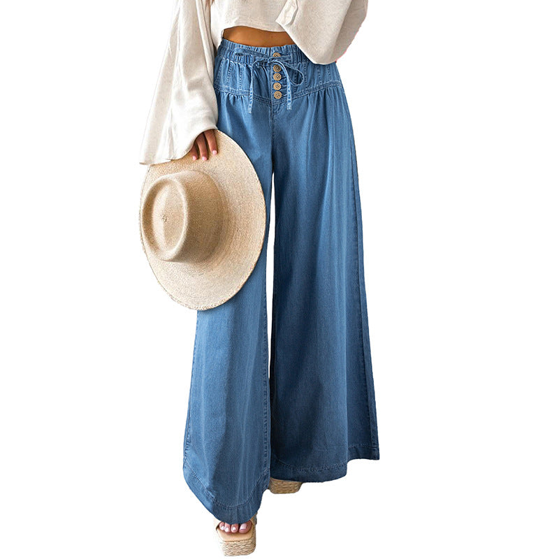 Wide-Leg Denim Pants
