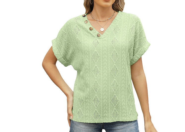 Jacquard Knit Button Top