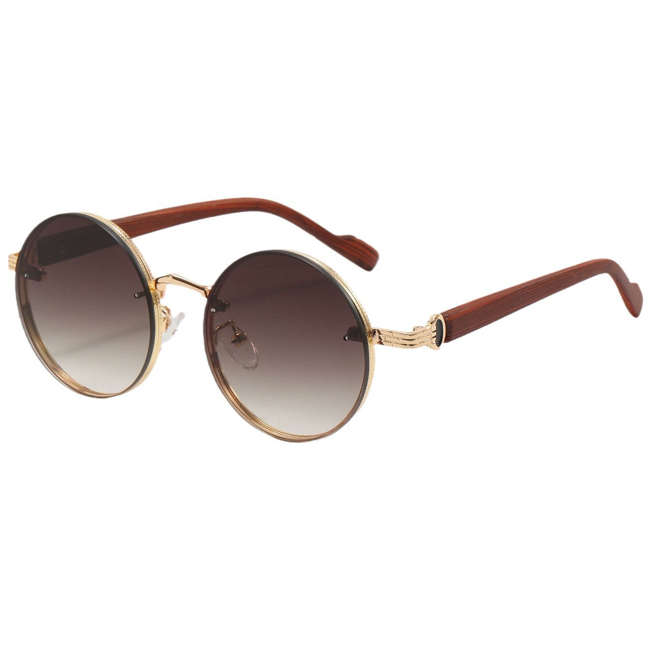 tea colored round retro punk sunglasses
