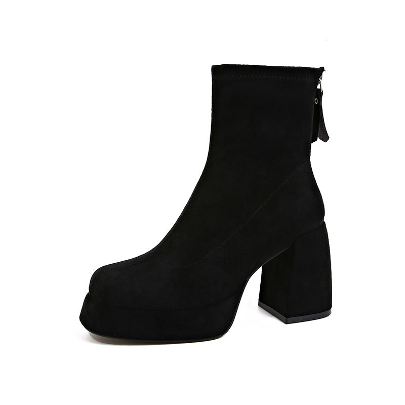 Women's Fashion Back Zipper Ankle Boots