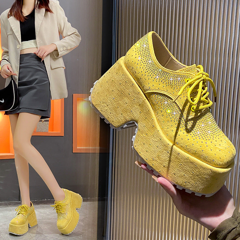 Women's Starry Rhinestone Platform Low-top Shoes