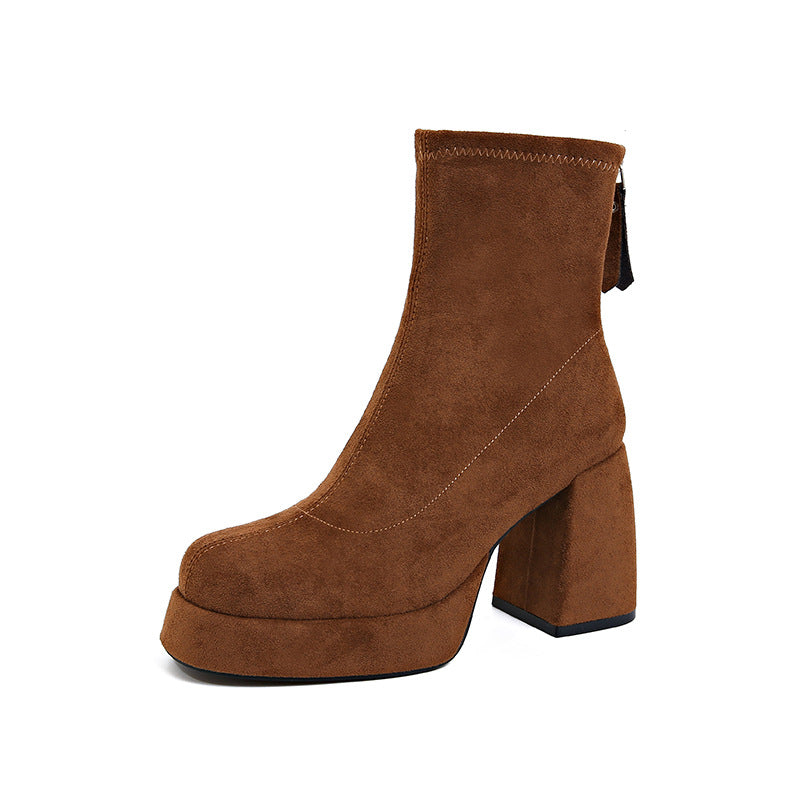 Women's Fashion Back Zipper Ankle Boots
