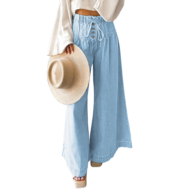 Wide-Leg Denim Pants
