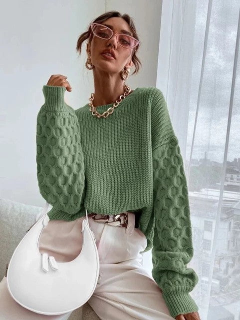 Lantern Sleeve Knit Sweater