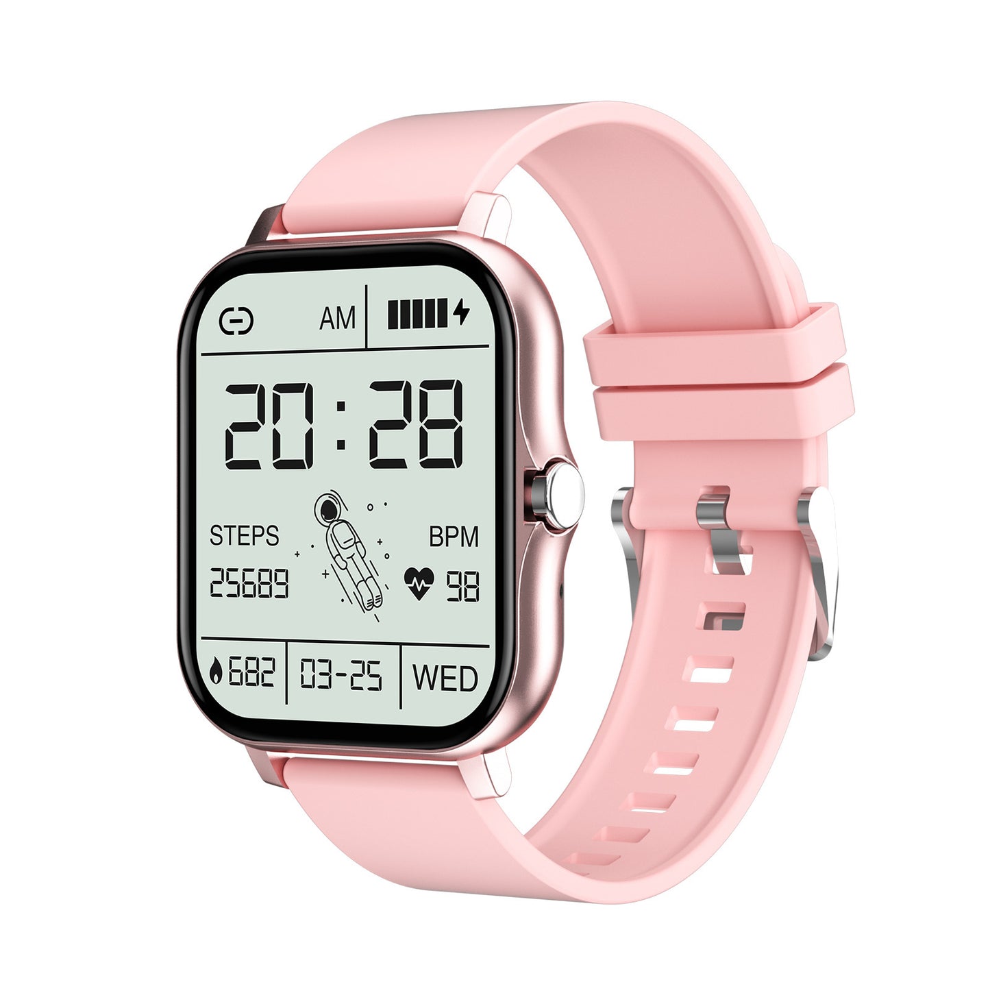 Pink strap smartwatch Y13 with white screen – clean and bright layout