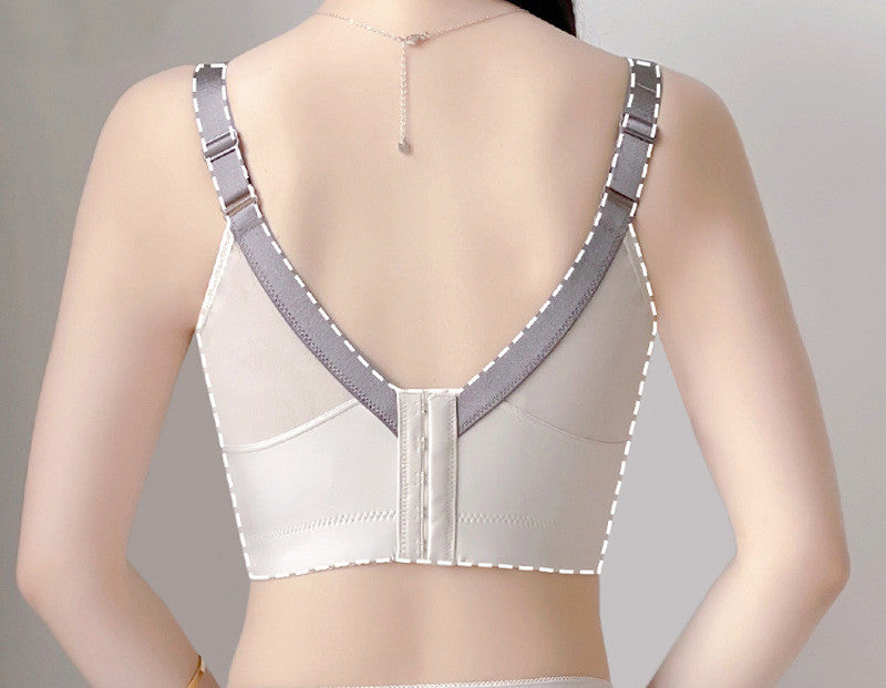 Luxury lace, back view of wide-strap bra with full coverage support