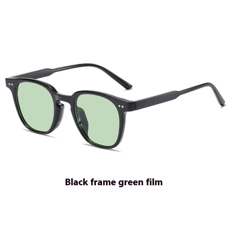 black frame green lenses sunglasses
