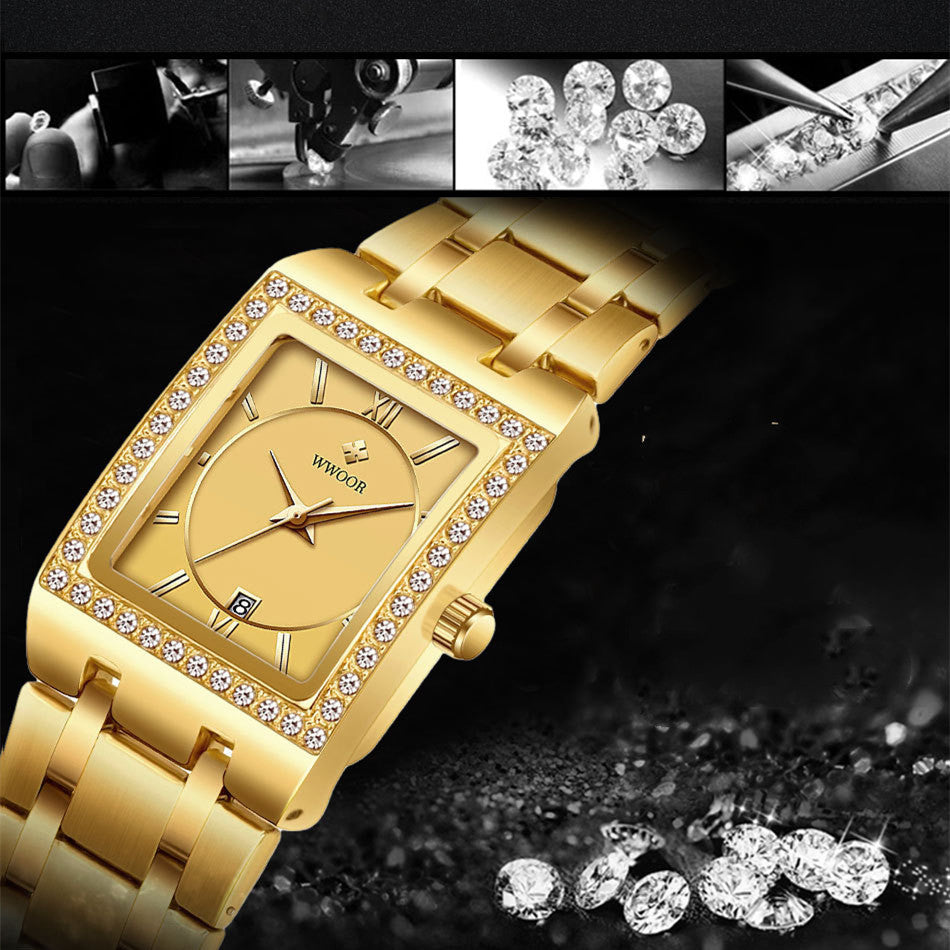wwoor women's gold color wristwatch with sparkling details