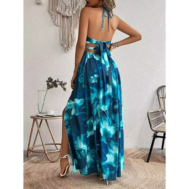 lightweight printed summer dress, back