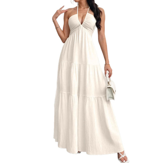 Off-white flowy maxi dress