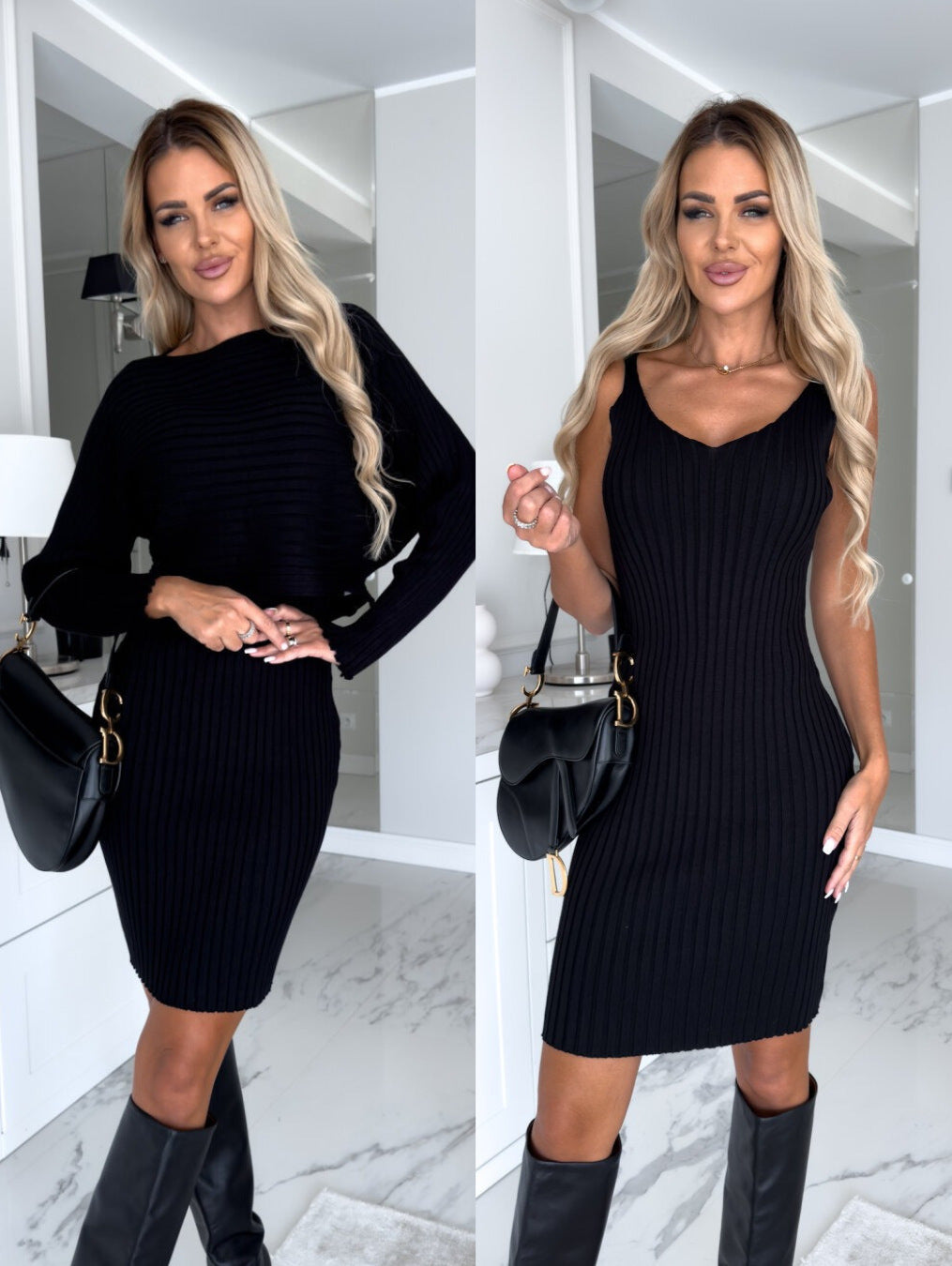 Black ribbed knit dress| AylureEssentials
