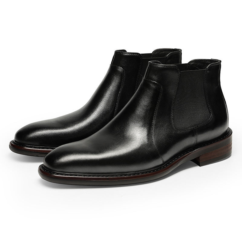 men's black formal cowhide business shoes