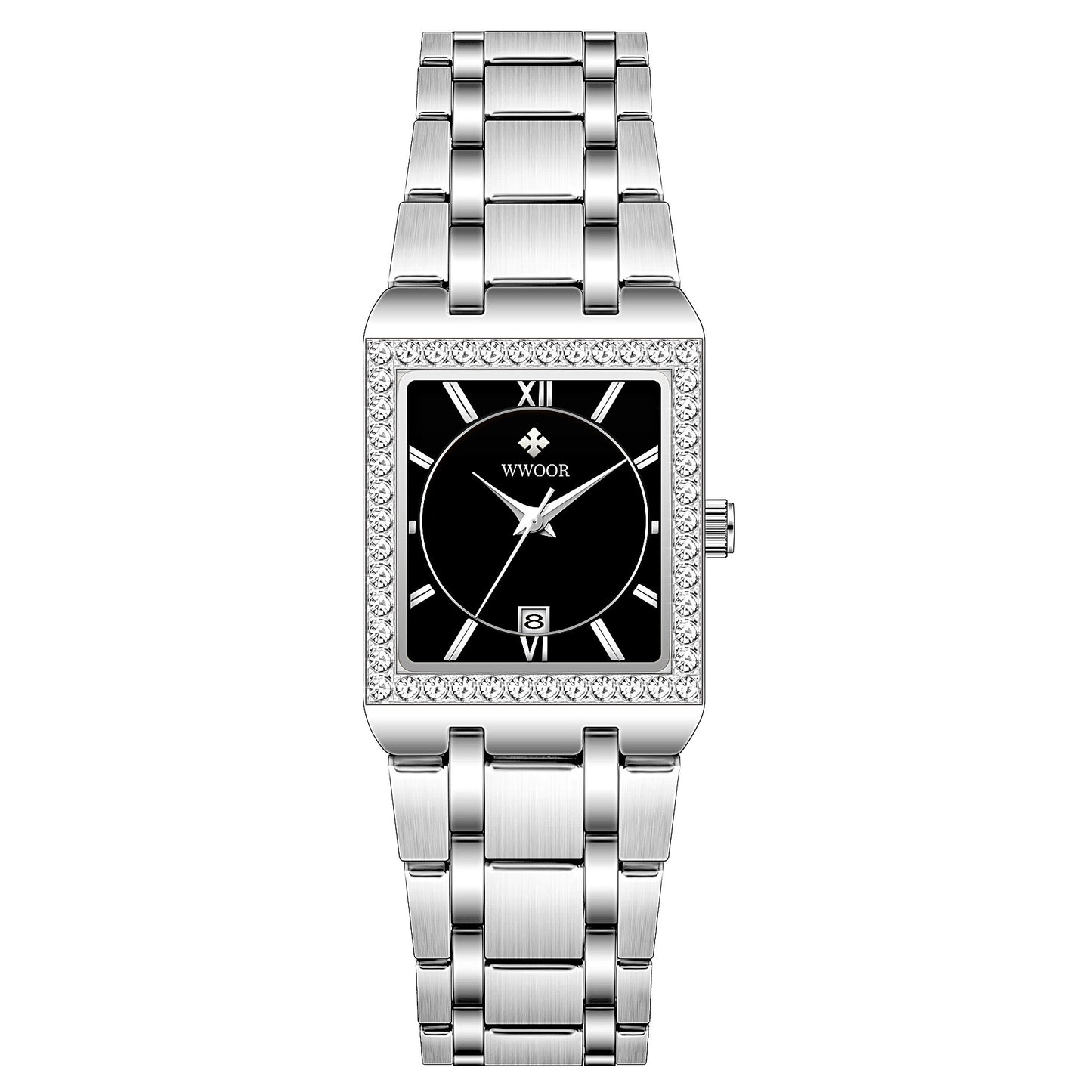 steel/black Wwoor women's wristwatch