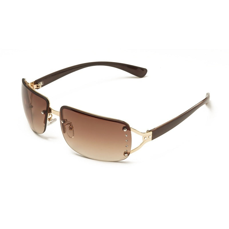 gold frame gradient tea sunglasses