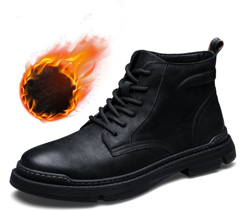 Black suede leather men’s boots on light background