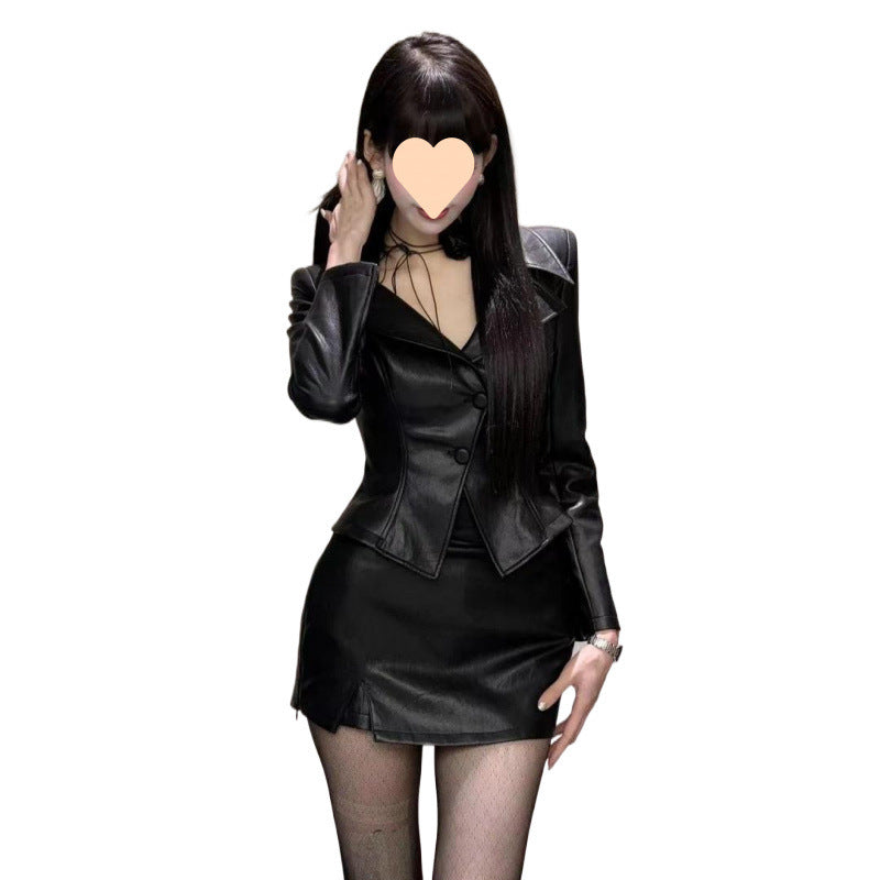 Women’s Tailored Faux Leather Blazer