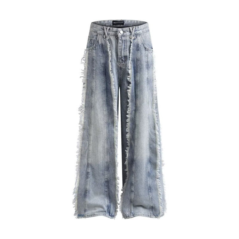 Bold Fringed Wide-Leg Jeans