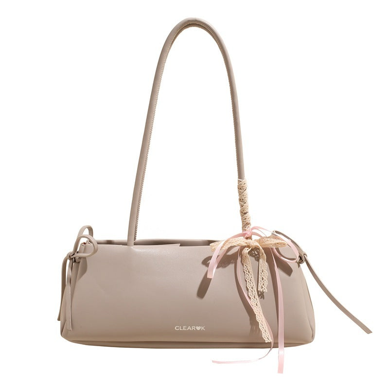 Sleek light grey underarm bag made of PU leather