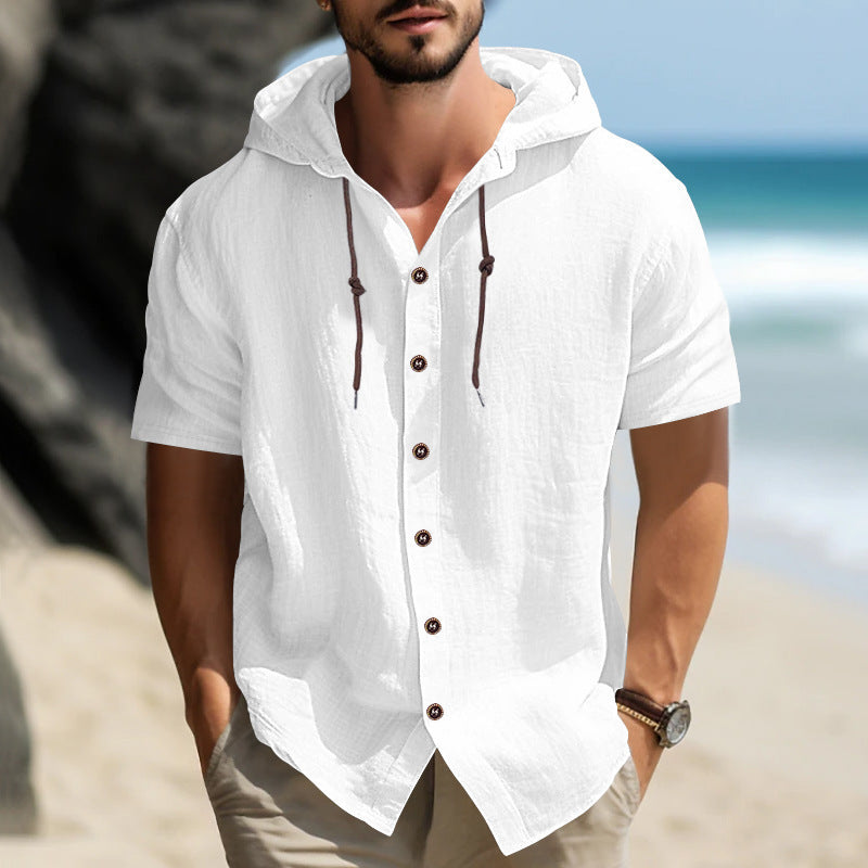 White Coastal Breeze hooded shirt for men