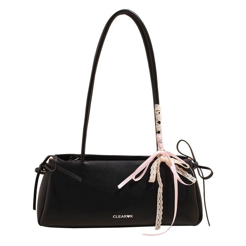 Sleek black underarm bag made of PU leather